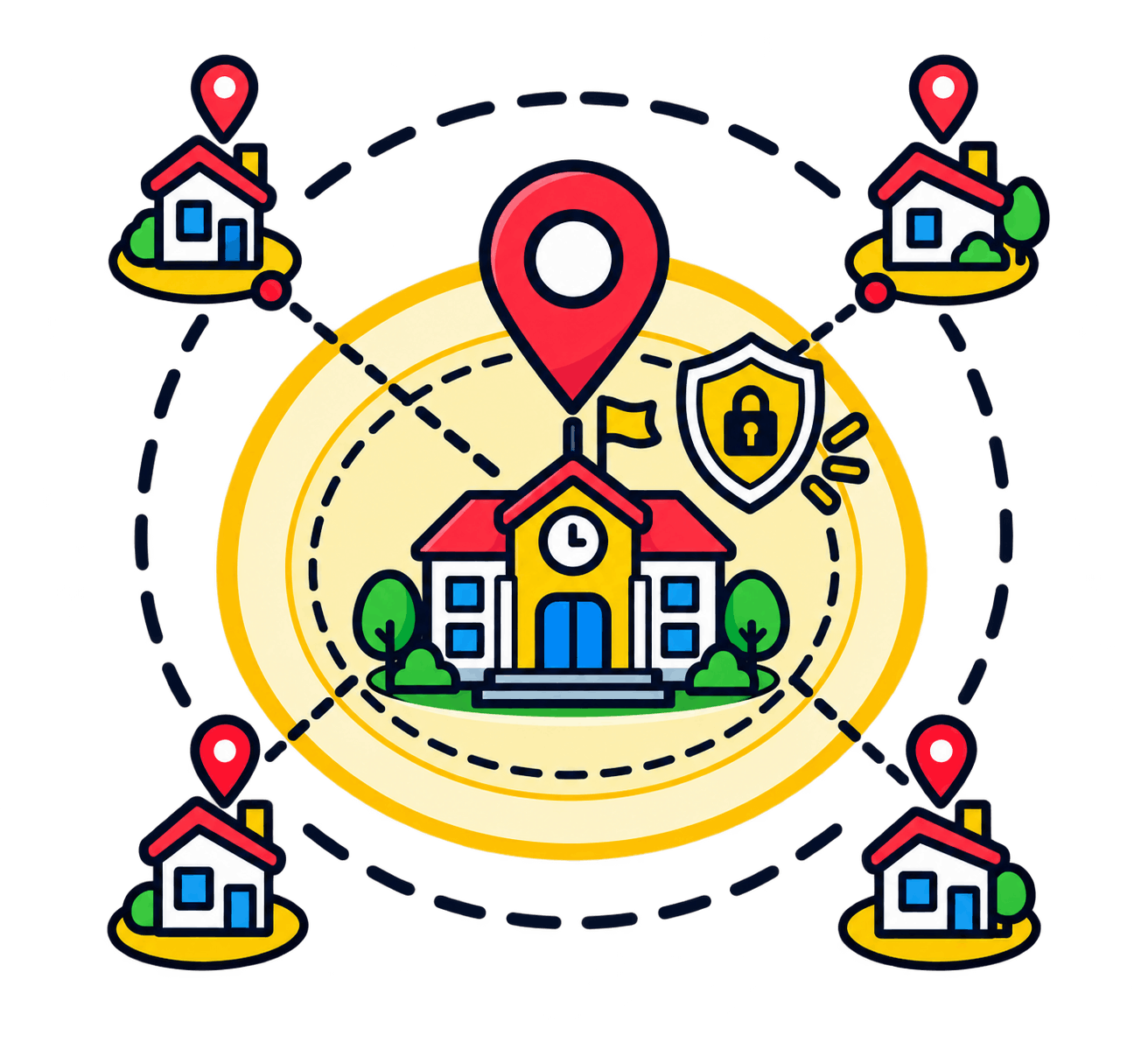 Preschool surrounded by mapped exclusive territory locations